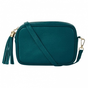 Tassel Zip Leather Bag - Teal